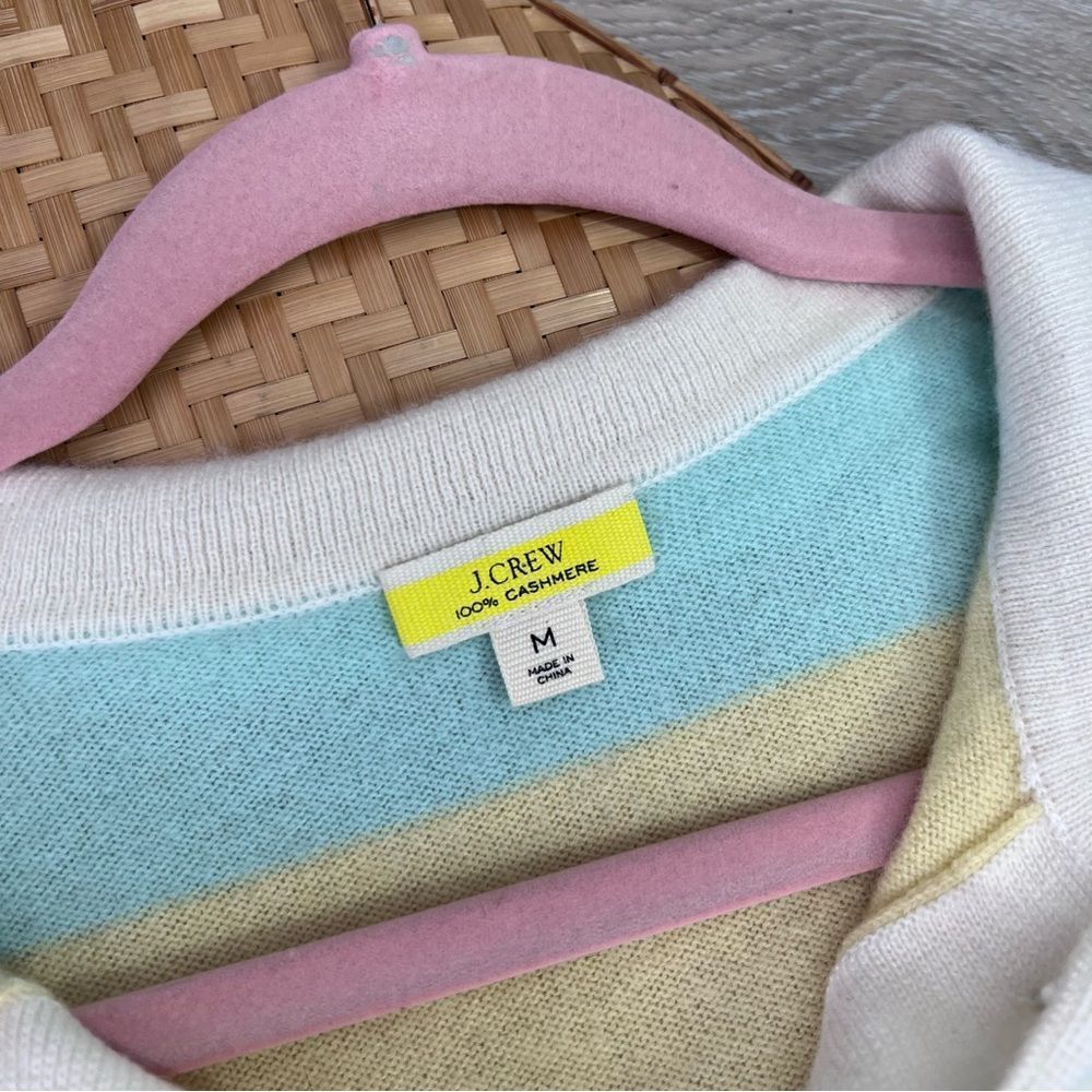J. Crew 100% cashmere striped rugby sweater women’s size medium - Picture 3 of 8